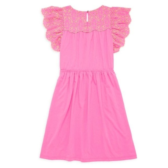 Lilly Pulitzer Evette Dress Girls M (6-7) Pink/Orange Eyelet - Picture 1 of 13